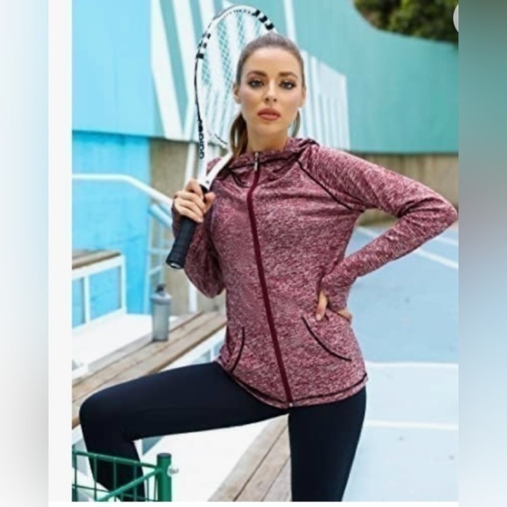 Sykooria sweat jacket, long sleeve training running hoodie, breathable, zip up